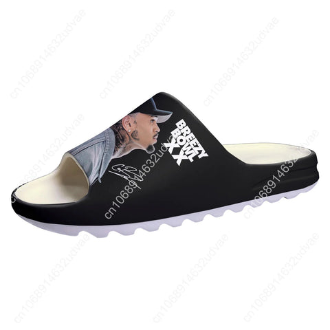 Chris Brown Custom Made Soft Sole Sllipers Home Clogs Step On Water Shoes Mens Womens Teenager Bathroom Beach Step In Slliper gogodiggity