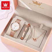 OLEVS Woman Watch 5869 Elegant Fashion Quartz Wristwatch Waterproof Date Watches For Woman Set Bracelet Watch Box Gifts Original gogodiggity