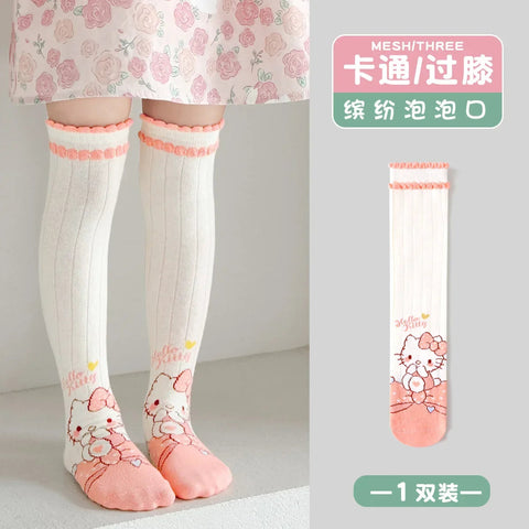 Girls Children Spring Over The Knee Stockings Kawaii Kuromi My Melody Cinnamoroll Pochacco Autumn Winter Cotton Mid-calf Socks gogodiggity
