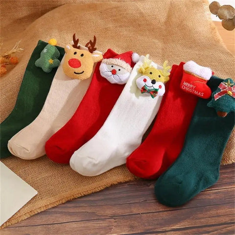 Q22D Cotton Socks Newborn Infants Toddlers Girls Christmas Santa Elk Socks Gift gogodiggity