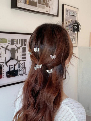 1-20pcs Korean Sweet Butterfly Flower Hair Claw Trendy Transparent Dazzle Mini Hair Clip Claws For Women Girls Hair Accessories gogodiggity