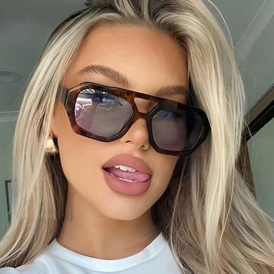 Fashionable retro square sunglasses for women and men, thick framed double bridge glasses for women, fashionable polygonal sungl gogodiggity