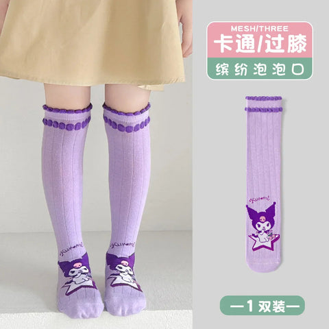 Girls Children Spring Over The Knee Stockings Kawaii Kuromi My Melody Cinnamoroll Pochacco Autumn Winter Cotton Mid-calf Socks gogodiggity