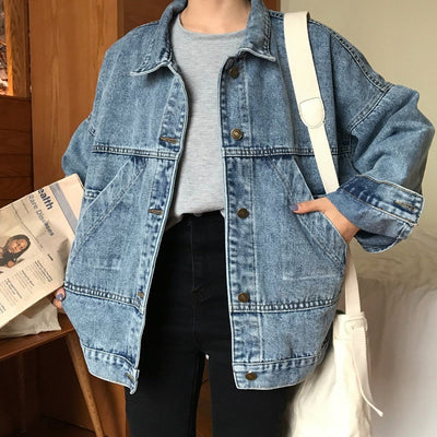 All-matching Graceful Small Loose Slimming Retro Women's Denim Jacket gogodiggity