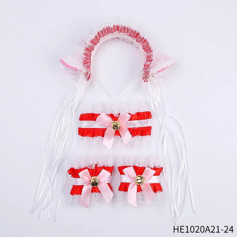 Womens Halloween Maid Lace Cat Ear Headband Hair Accessories Cat Ear Headband Long Tassel Japanese Animation Cosplay Accessories gogodiggity