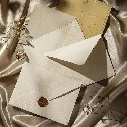 Luxury Linen Envelope and Letter Set with Wax Seals - Vintage Elegant Style - Perfect for Weddings, Parties & Special Occasions gogodiggity
