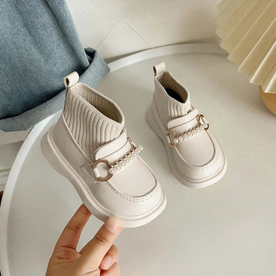 Winter Warm Princess Shoes for Little Girls Baby Cotton Socks Boots Children Short Boots Toddler Baby Girls Leather Shoe 15-25 gogodiggity