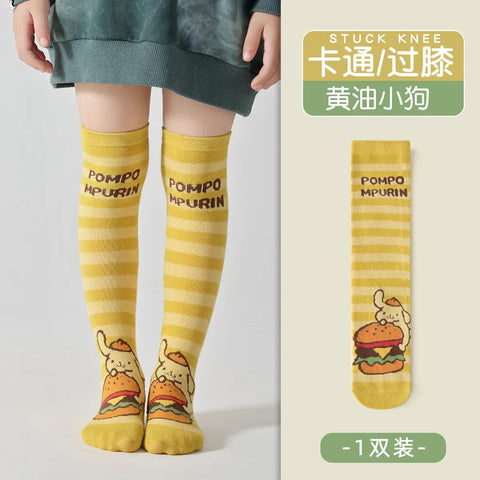 Girls Children Spring Over The Knee Stockings Kawaii Kuromi My Melody Cinnamoroll Pochacco Autumn Winter Cotton Mid-calf Socks gogodiggity