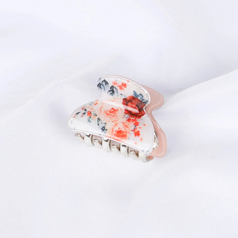 Acrylic Floral Sweet Small Hair Claw Clips Women Girls Plastic Print Crab Barrettes Clips Hair Clamps Hairpins Hair Accessories gogodiggity