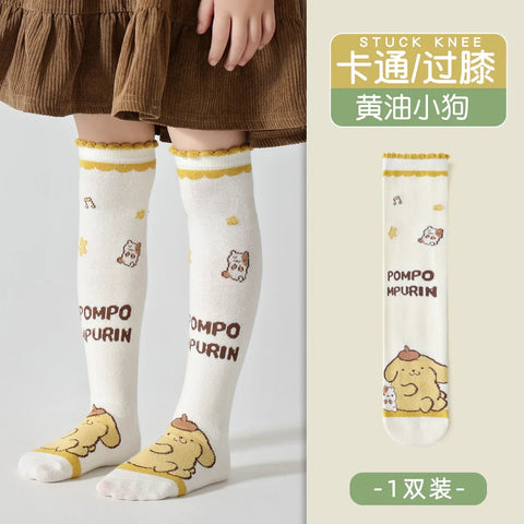 Girls Children Spring Over The Knee Stockings Kawaii Kuromi My Melody Cinnamoroll Pochacco Autumn Winter Cotton Mid-calf Socks gogodiggity
