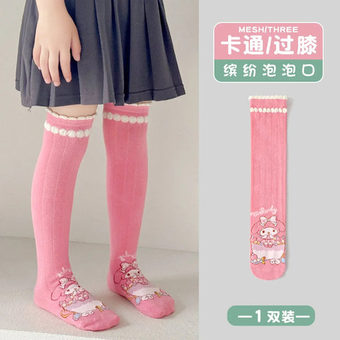 Girls Children Spring Over The Knee Stockings Kawaii Kuromi My Melody Cinnamoroll Pochacco Autumn Winter Cotton Mid-calf Socks gogodiggity