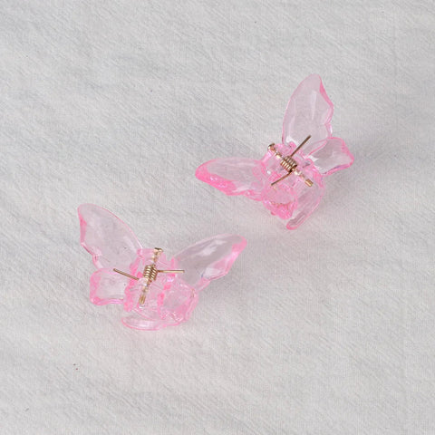 2PCS Crystal Butterfly Small Hair Claw Clips Women Girls Cute Transparent Candy Hair Clamps Crab Barrettes Hair Accessories gogodiggity