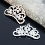 5pcs/lot Pearl Crown Rhinestone Buttons for Diy Girls Women Hair Accessories Wedding Party Bride Hair Embellishment Buttons gogodiggity