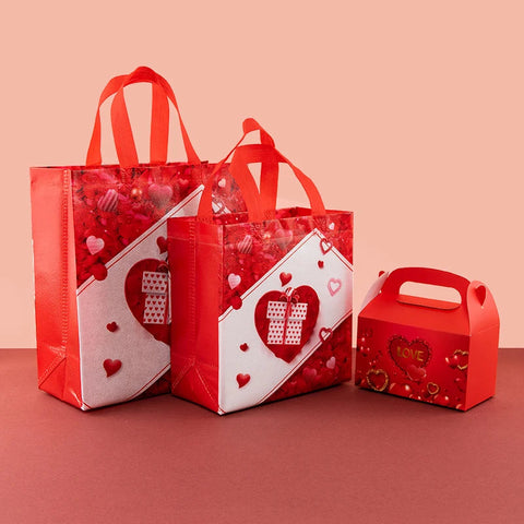StoBag, Valentine’s Day Non Woven Gift Bags, Set of 12/30, Eco-Friendly and Perfect for Romantic Occasions, Packing Presents gogodiggity