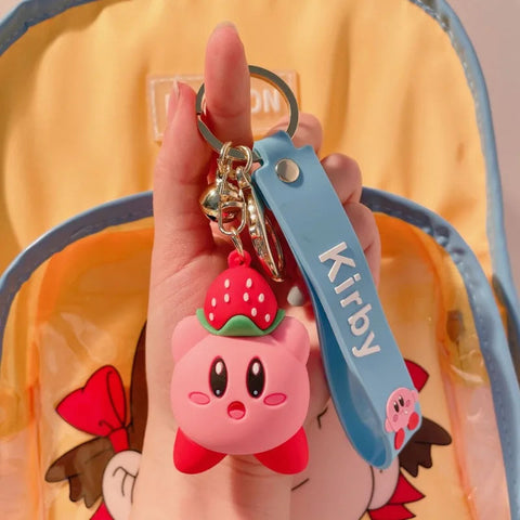 Cartoon ‌Kirby‌keychain Pendant Back Packaging Ornament Creative Car Key Chain Cute Children Toys Boys and Girls Christmas Gifts gogodiggity