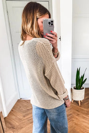 Smoke Gray Crochet Hollow-out Jumper Top Sweater gogodiggity