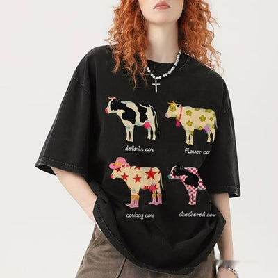 Men's And Women's Cute Cow Print T-shirt gogodiggity