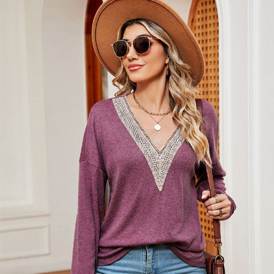 Women's Fashion Color Contrast Loose-fitting T-shirt Top gogodiggity