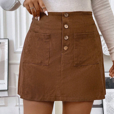 Women's A- Line Skirt With Pockets Corduroy Skirt gogodiggity