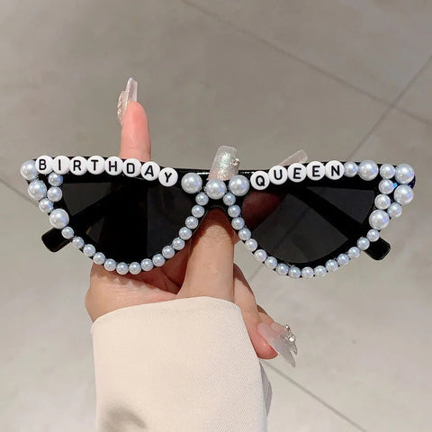 Cat Eye Design Gift Shades Shiny Pearl Decor Pink Present Glasses for Women's Birthday Party Favor Ladies Props Frame gogodiggity