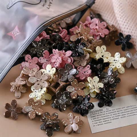 10Pcs Sweet Color Mxied Point Dot Mini Flower  Hair Claw Clip Hair Clips Hair Bangs Side Clips Hairpin Barrette Hair Accessories gogodiggity