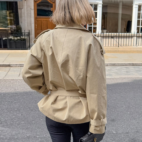 Women's Long-sleeved Lapel Lace-up Waist-controlled Mid-length Trench Coat gogodiggity