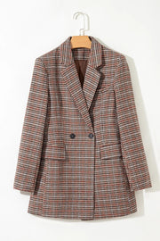 Brown Houndstooth Lapel Collar Blazer gogodiggity