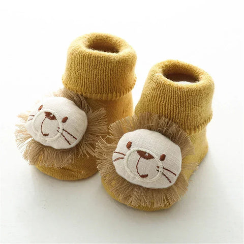 Adorable Animal Print Baby Socks Non Slip Warm Winter Footies Soft Cotton Infant Toddler Cozy Crew Socks gogodiggity