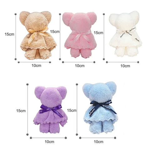 High Quality Coral Velvet Towels Gift Set Cartoon Cute Bear Shaped Face and Bath Towels Wedding or Special Occasion Gift gogodiggity