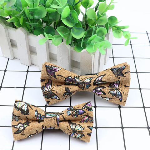 New Design Cork Wood Fashion Parent-Child Bow Ties Novelty Handmade Solid Neckwear Wedding Party Gift Accessories Men Bowtie gogodiggity