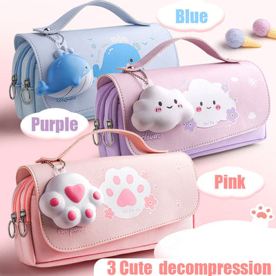 Decompression Pencil Bag Net Red Portable Pencil Bag Primary School Girl gogodiggity