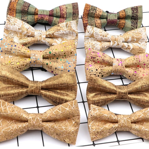 New Design Cork Wood Fashion Parent-Child Bow Ties Novelty Handmade Solid Neckwear Wedding Party Gift Accessories Men Bowtie gogodiggity