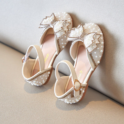 Summer Girls Pearl Bow Princess Shallow Mouth Pumps gogodiggity