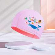 Girls Swimming Cap Cartoon Cute Waterproof High Elastic Ear Protection Swimming Hat for Children Boys Kids Swimming Accessories gogodiggity