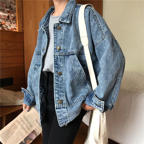All-matching Graceful Small Loose Slimming Retro Women's Denim Jacket gogodiggity