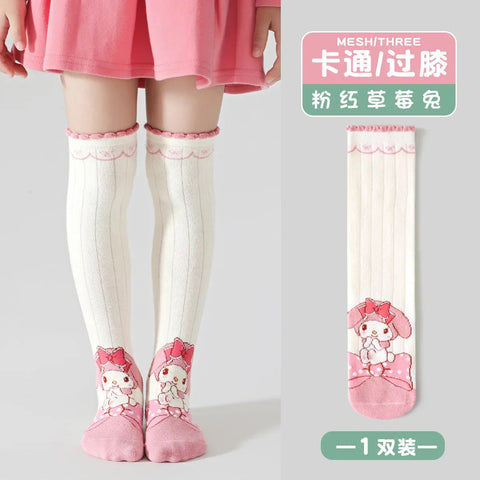 Girls Children Spring Over The Knee Stockings Kawaii Kuromi My Melody Cinnamoroll Pochacco Autumn Winter Cotton Mid-calf Socks gogodiggity