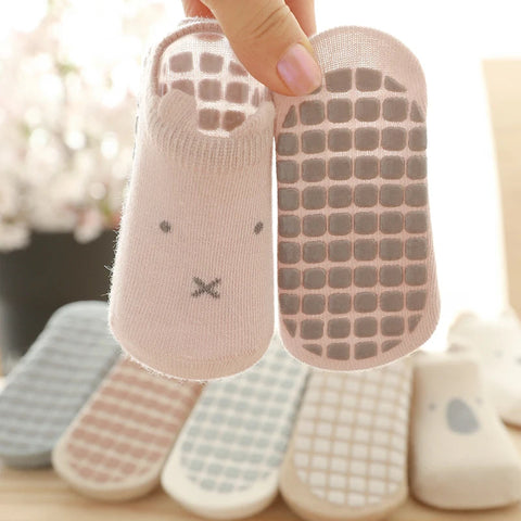 5 pairs/lot Newborn Combed Cotton Sock Toddler Non-Skid Cute Cartoon Animals Floor Socks Spring Summer Children Gripper Socks gogodiggity