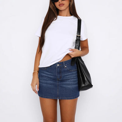 Retro Casual Slim Stretch Women Denim Skirt gogodiggity