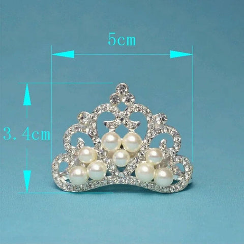 5pcs/lot Pearl Crown Rhinestone Buttons for Diy Girls Women Hair Accessories Wedding Party Bride Hair Embellishment Buttons gogodiggity