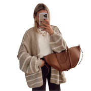 Loose Contrast Color Striped Sweater gogodiggity