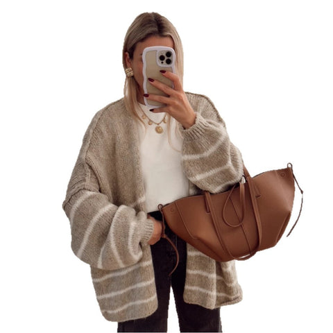 Loose Contrast Color Striped Sweater gogodiggity