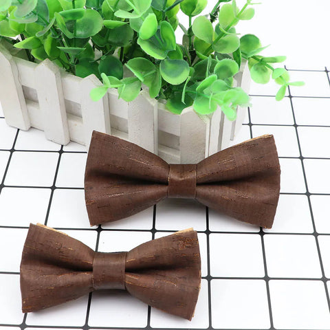 New Design Cork Wood Fashion Parent-Child Bow Ties Novelty Handmade Solid Neckwear Wedding Party Gift Accessories Men Bowtie gogodiggity