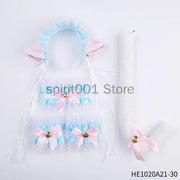 Womens Halloween Maid Lace Cat Ear Headband Hair Accessories Cat Ear Headband Long Tassel Japanese Animation Cosplay Accessories gogodiggity
