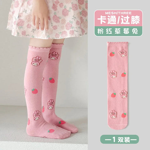 Girls Children Spring Over The Knee Stockings Kawaii Kuromi My Melody Cinnamoroll Pochacco Autumn Winter Cotton Mid-calf Socks gogodiggity