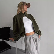 Short Autumn And Winter Stand-up Collar Thick Lamb Wool Drawstring Coat Women gogodiggity