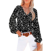 Women's Floral Chiffon Shirt Loose V-neck Casual Top gogodiggity