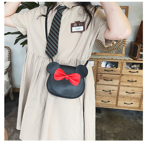 Cute And Adorable Bowknot Soft Girl Student Children's Small Bag Pu Female gogodiggity