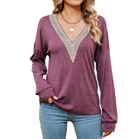 Women's Fashion Color Contrast Loose-fitting T-shirt Top gogodiggity