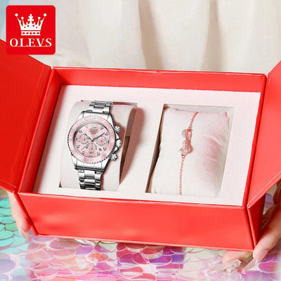 OLEVS Women Watch 5632 Elegant Original Quartz Watches Multifunctional Chronograph Watches For Women Set Bracelet Watch Reloj gogodiggity