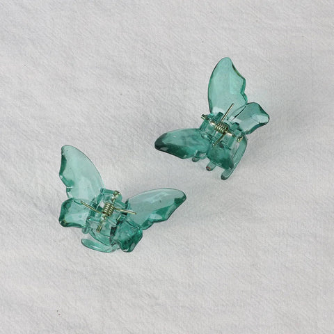 2PCS Crystal Butterfly Small Hair Claw Clips Women Girls Cute Transparent Candy Hair Clamps Crab Barrettes Hair Accessories gogodiggity